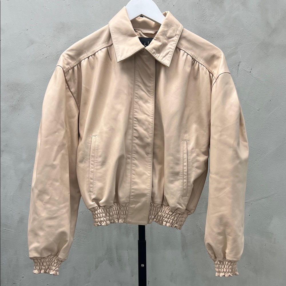 Nicole Miller Blush Vegan Leather Bomber Jacket
